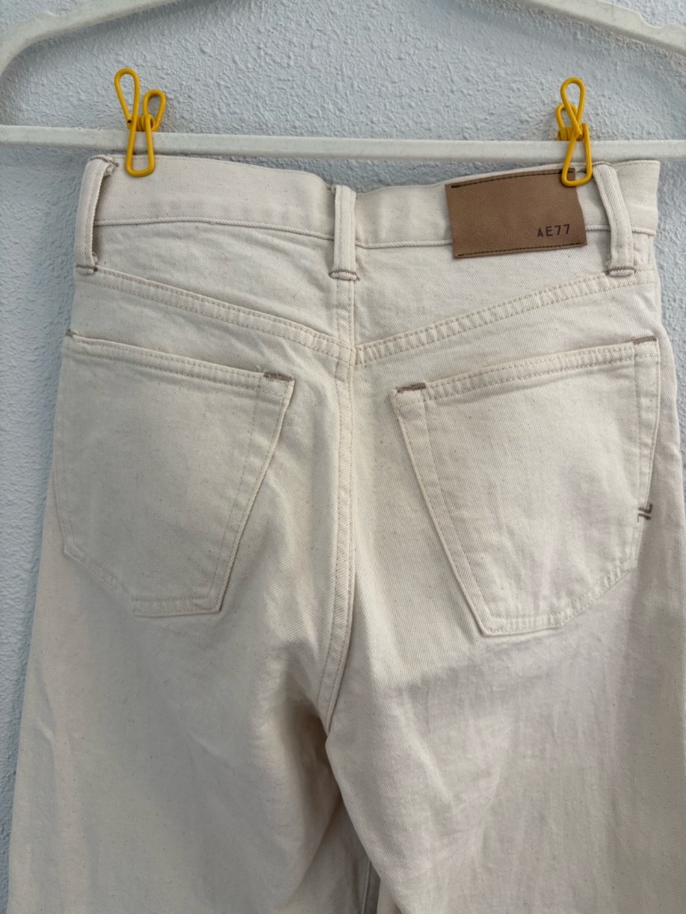 AE77 Cream Stovepipe Selvedge Jeans (size 0 short) American Eagle Premium - Picture 9 of 9